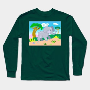 Cartoon cute elefant Long Sleeve T-Shirt